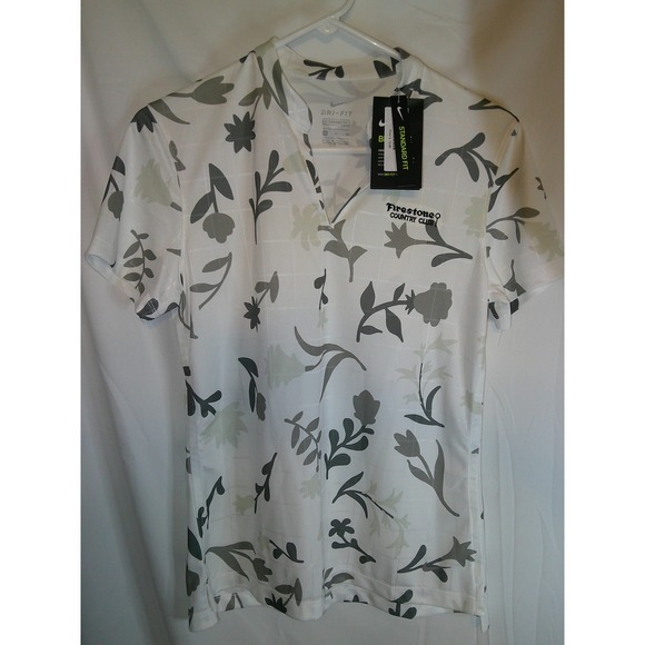 Nike Dri-FIT Golf Polo Firestone Country Club Floral Print Top Women's S $75 NWT - Picture 1 of 4